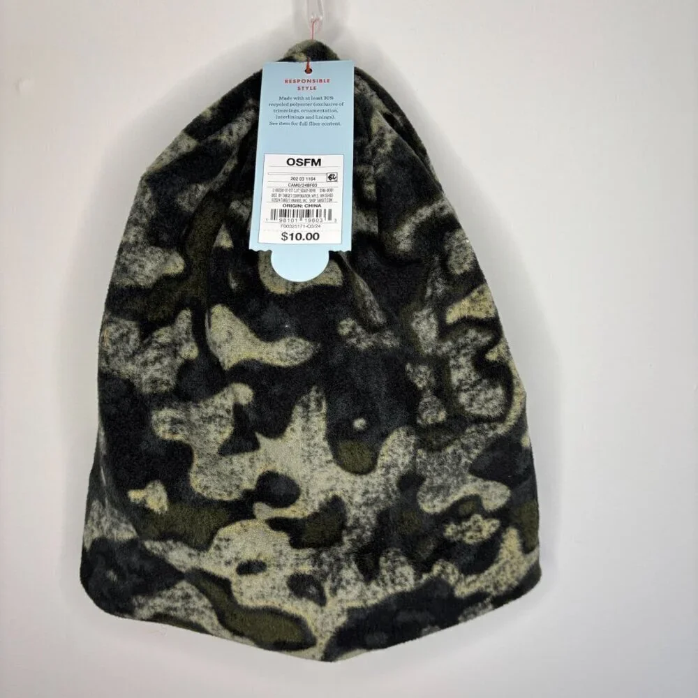 CAT & JACK Target Kids NEW Beanie OSFM Black Green Camo Stretch